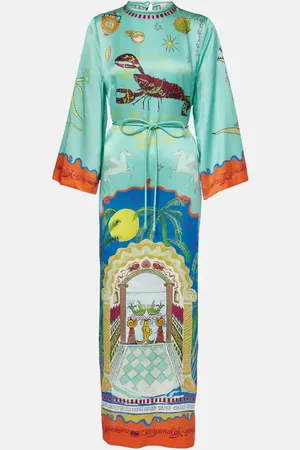 ALÉMAIS Alémais Vestido midi Surrealist de seda