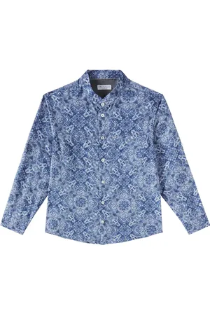Brunello Cucinelli Camisa de algodón estampada