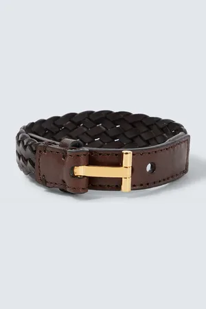 Tom Ford Pulsera T de piel trenzada