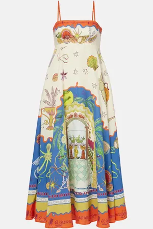 ALÉMAIS Alémais Vestido largo Surrealist de lino