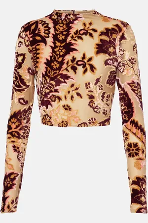 Etro Crop top de tul y terciopelo en jacquard