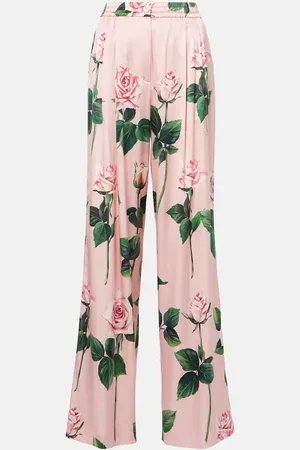 Dolce & Gabbana Pantalones palazzo de satén floral