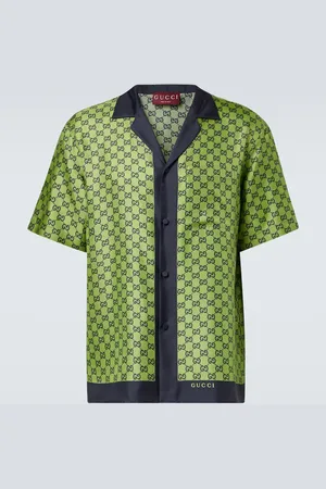 Gucci Camisa de seda estampada con GG