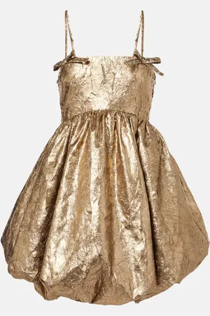 Ganni Vestido corto metálizado con lazo