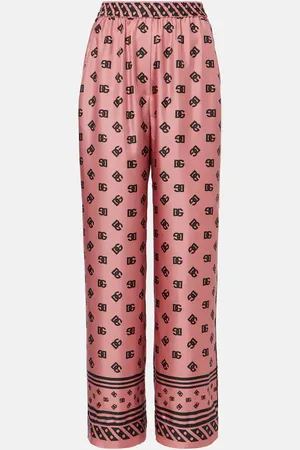 Dolce & Gabbana Pantalones palazzo de satén de seda con DG