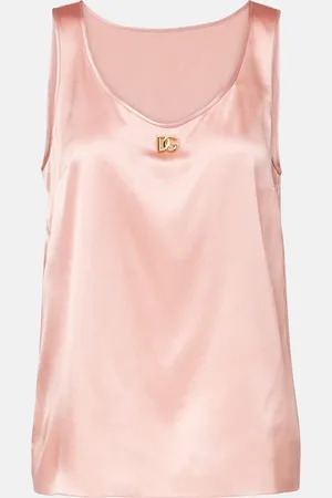 Dolce & Gabbana Top de satén de mezcla de seda con DG