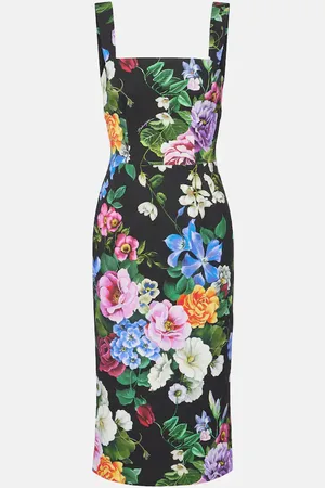 Dolce & Gabbana Vestido midi de mezcla de algodón floral