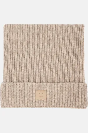 Acne Studios Gorro acanalado de algodón con logo