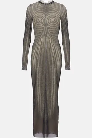 Jean Paul Gaultier Vestido largo de malla estampado