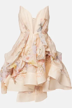 ZIMMERMANN Vestido corto Illuminate de lino y seda drapeado