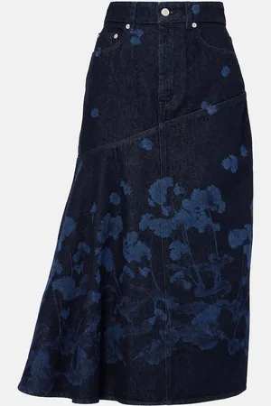 Erdem Falda midi en denim floral
