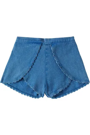 Louise Misha Shorts Asya en denim festoneado