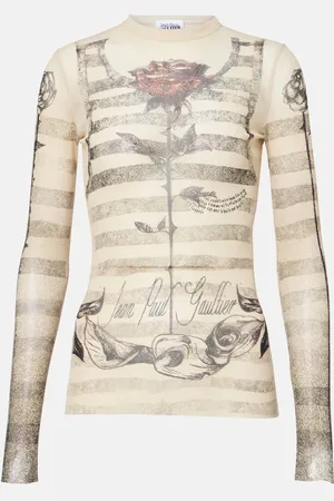 Jean Paul Gaultier Top de malla estampado a rayas