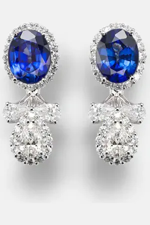 Yeprem Pendientes Reign Supreme de oro blanco de 18 ct con diamantes y zafiros