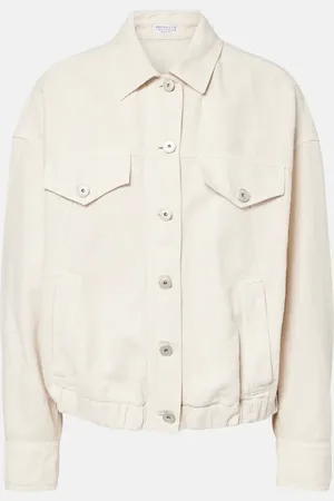 Brunello Cucinelli Chaqueta de algodón y lino con cuentas Monili