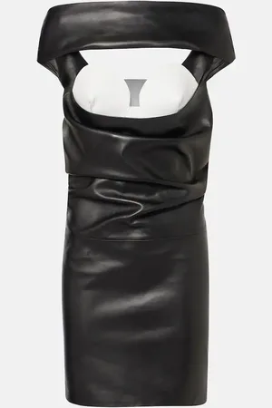 Jean Paul Gaultier Vestido de cóctel de piel drapeado