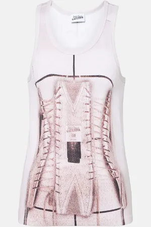 Jean Paul Gaultier Tank top en mezcla de algodón trompe l