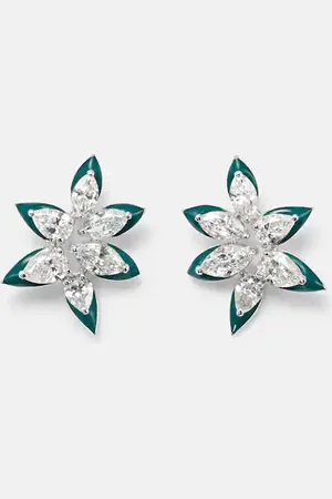 Kamyen Pendientes de oro blanco de 18 ct con diamantes y esmalte