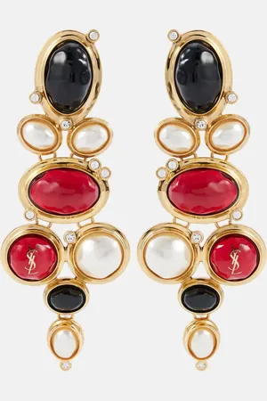 Saint Laurent Pendientes de clip Cassandre adornados