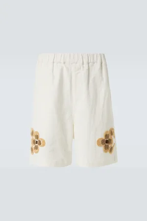 COMMAS Shorts de lino y algodón bordados