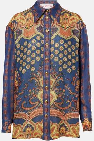 VALENTINO Blusa Voyage Imaginaire VLogo de lino