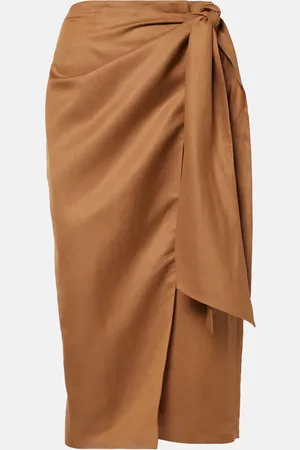 Max Mara Falda envolvente de lino y seda