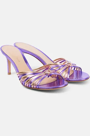 Gianvito Rossi Mules 70 de piel metalizada