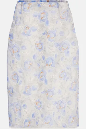 Prada Falda tubo de chifón translúcido floral