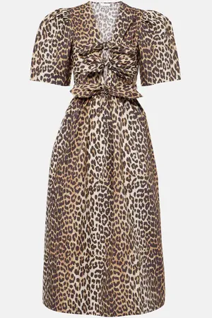 Ganni Vestido midi de algodón estampado
