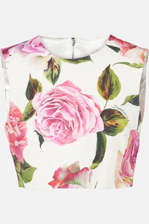 Dolce & Gabbana Crop top de mezcla de algodón floral