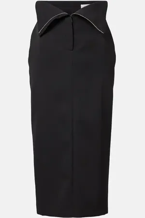 Alexander McQueen Falda tubo de lana de tiro alto