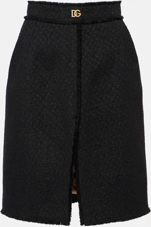 Dolce & Gabbana Falda midi de tweed con DG