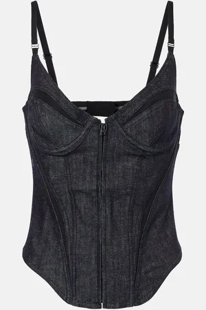 MUGLER Corsé de denim con malla