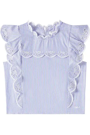 Chloé Chloé Kids Top de popelín de algodón a rayas
