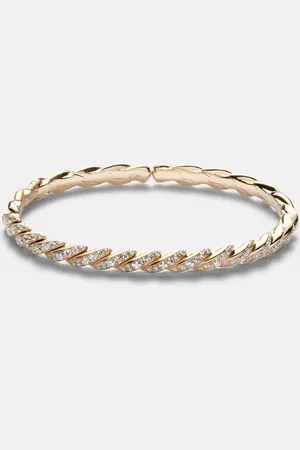 David Yurman Pulsera Sculpted Cable Flex de oro de 18 ct con diamantes