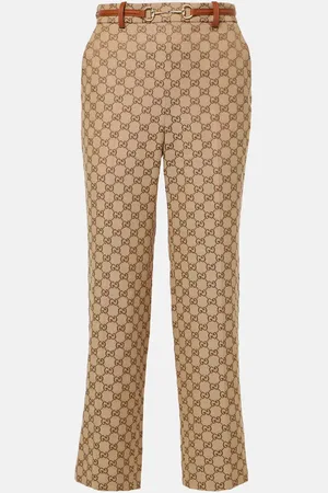Gucci Pantalones rectos de lona GG con Horsebit