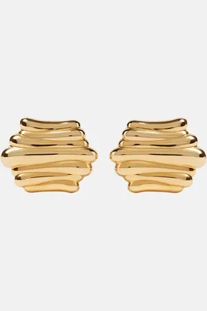Khaite Pendientes Crema chapados en oro de 18 ct