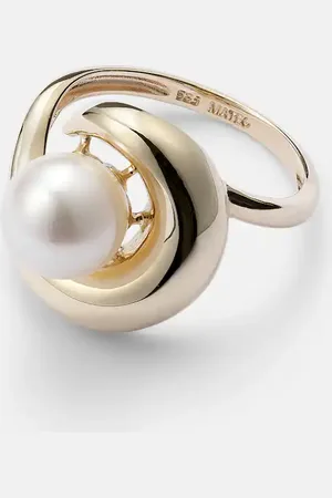 Mateo Anillo Pearl Curl de oro de 14 ct con perla