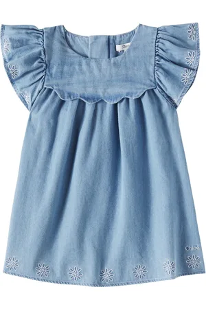 Chloé Chloé Kids Bebé - vestido de chambray bordado