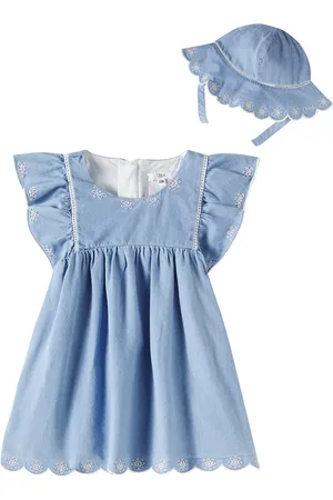 Chloé Chloé Kids Bebé - set de vestido y gorro de chambray