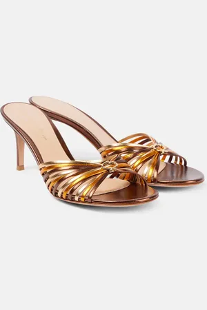 Gianvito Rossi Mules Vyna 70 de piel metalizada