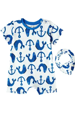 FÁBULA Fábula Mono y babero de algodón estampados