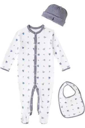 Ralph Lauren Bebé - set de body, babero y gorro de algodón