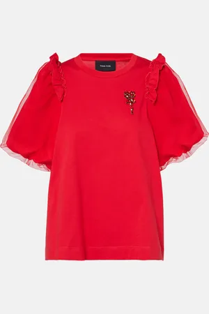 Simone Rocha Top de tul y jersey adornado