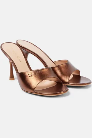 Gianvito Rossi Mules de piel metalizada