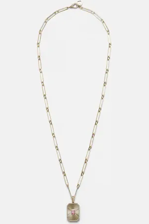 Shay Collar con colgante Radiant Deco de oro de 18 ct con zafiros y diamantes