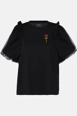 Simone Rocha Top de jersey y tul adornado