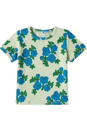 Mini Rodini Camiseta Blue Roses en mezcla de algodón