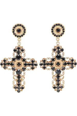 Dolce & Gabbana Aretes Crystal Cross Drop de clip