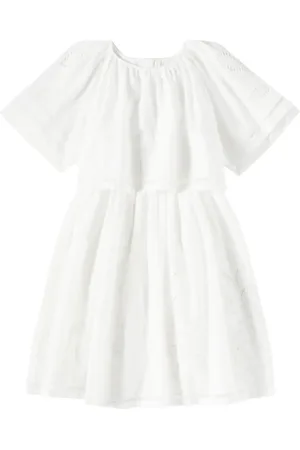 Chloé Chloé Kids Vestido de algodón con bordado inglés